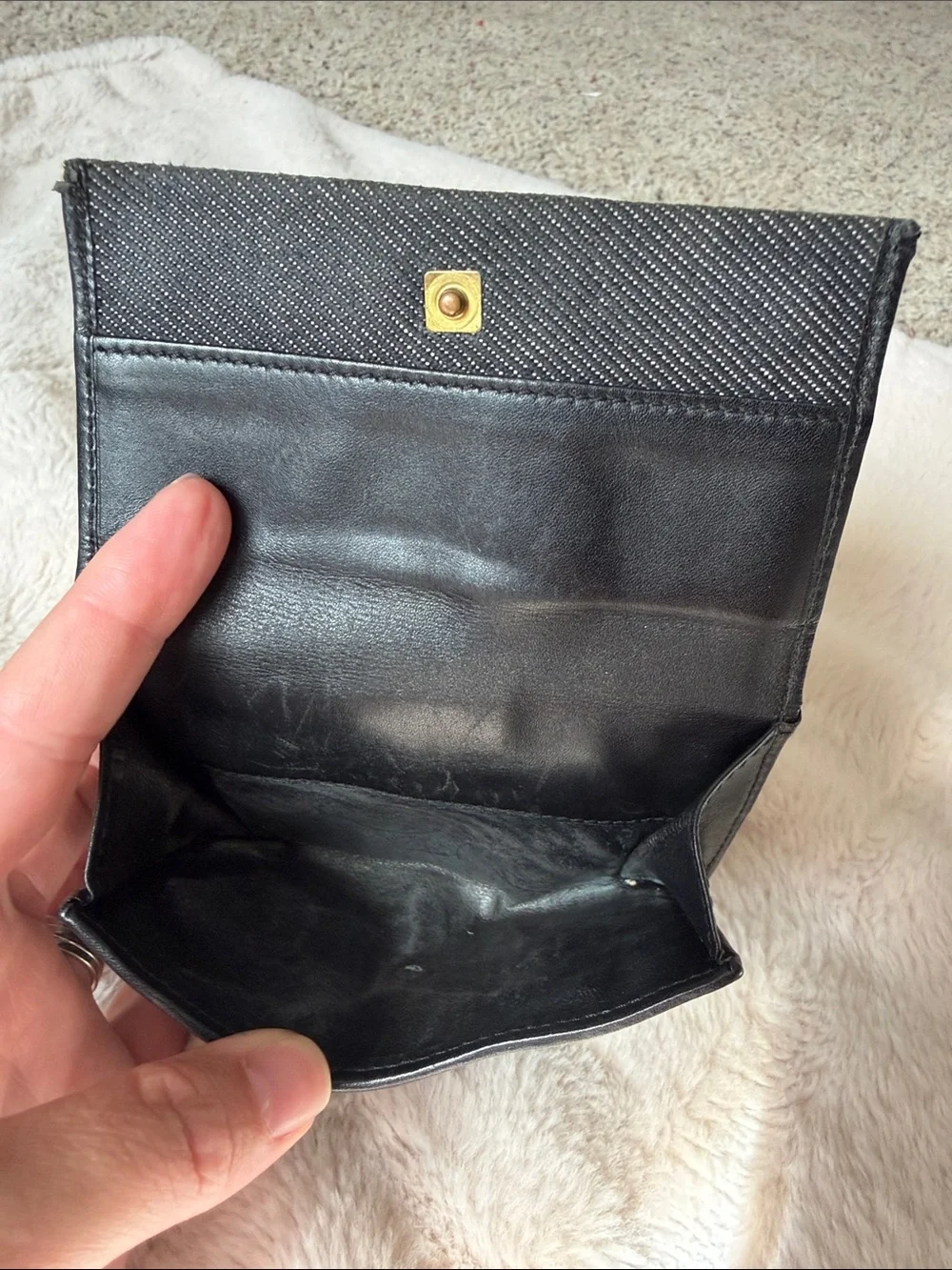 Gucci Black Leather Money Clip Wallet with Gold Script Logo